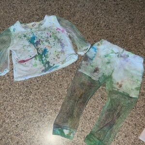 3t tie die crop top lace outfit
